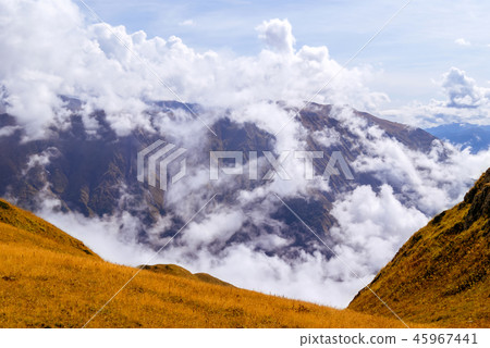 cloudy mountain valley cloudy mountain valley 45967441