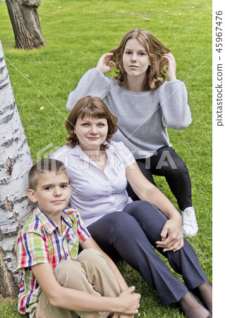 Happiest mother with daughter and son Happiest mother with daughter and son 45967476
