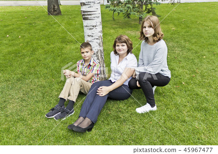 Happiest mother with daughter and son 45967477