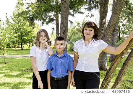 Happiest mother with daughter and son 45967486