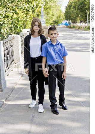Brother and sister in summer 45967490