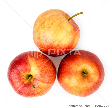 Three ripe apples on a white. The view from the 45967775
