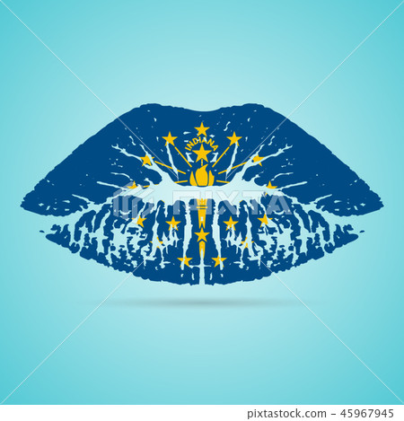 Indiana Flag Lipstick On The Lips Isolated On A White Background. Vector Illustration. 45967945