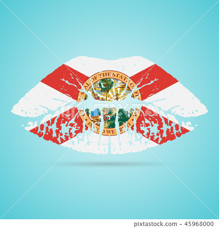 Florida Flag Lipstick On The Lips Isolated On A White Background. Vector Illustration. 45968000
