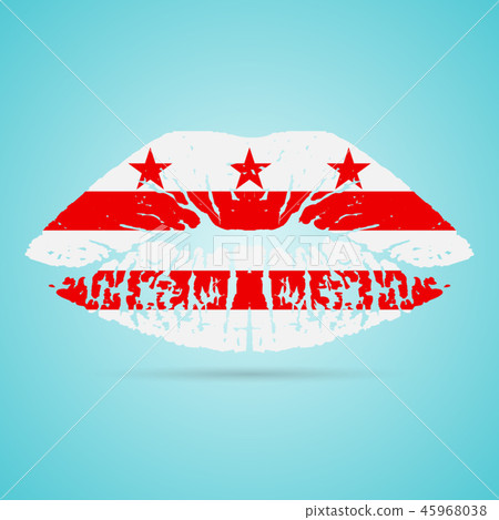Columbia Flag Lipstick On The Lips Isolated On A White Background. Vector Illustration. 45968038