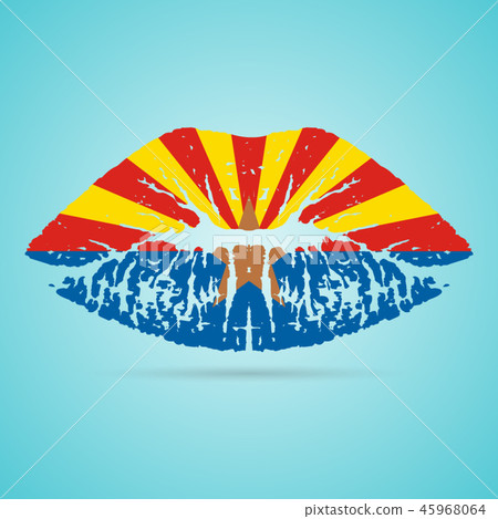 Arizona Flag Lipstick On The Lips Isolated On A White Background. Vector Illustration. Arizona Flag Lipstick On The Lips Isolated On A White Background. Vector Illustration. 45968064