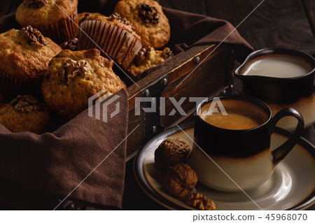 Homemade walnut and cranberry muffins. Homemade walnut and cranberry muffins. 45968070