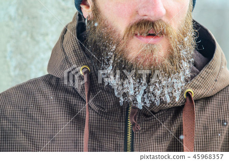 Frozen droplets on a beard Frozen droplets on a beard 45968357