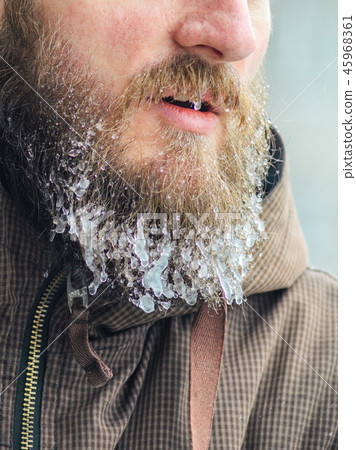 Frozen droplets on a beard 45968361