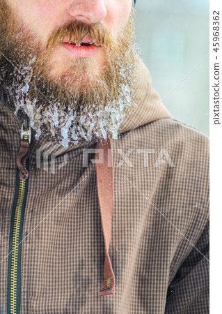 Frozen droplets on a beard Frozen droplets on a beard 45968362