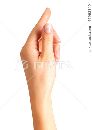 Woman hand with the index finger pointing up 45968549
