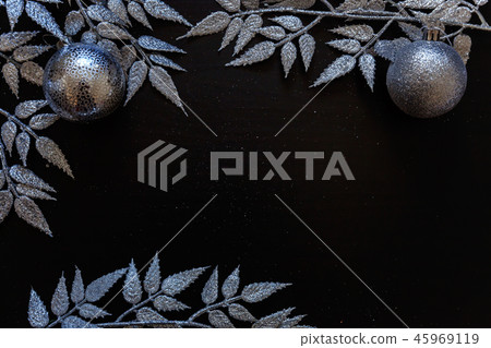 Christmas New Year Composition on dark black background Christmas New Year Composition on dark black background 45969119