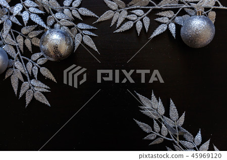 Christmas New Year Composition on dark black background Christmas New Year Composition on dark black background 45969120