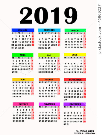 Simple design for calendar 2019. Simple design for calendar 2019. 45969227