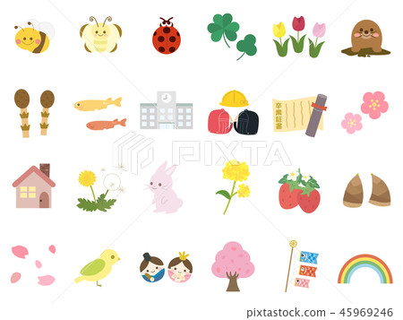 可愛的春天插圖素材 可愛的春天插圖素材 45969246