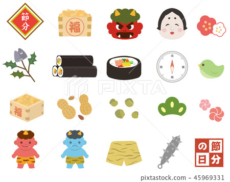Cute setsubun illustration material Cute setsubun illustration material 45969331