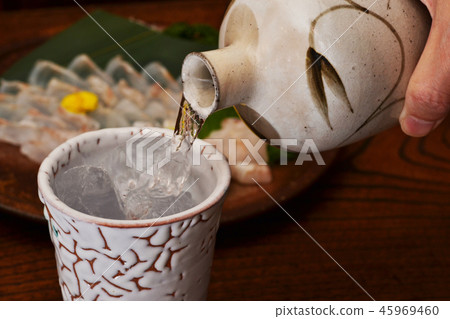 Toast with white fish sashimi Toast with white fish sashimi 45969460
