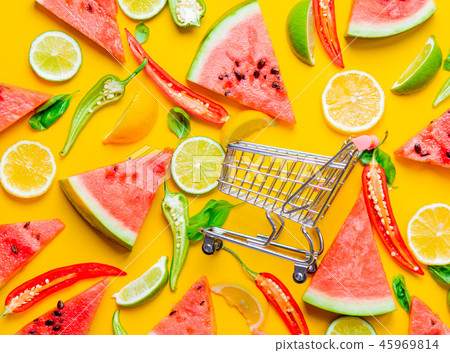 Watermelon and Chili pepper with lemons Watermelon and Chili pepper with lemons 45969814