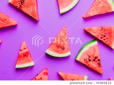 Above view at watermelon cut parts Above view at watermelon cut parts 45969818