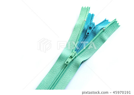 Open zipper pastel set isolated on white Open zipper pastel set isolated on white 45970191