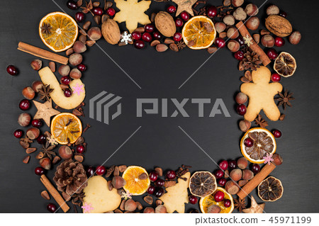 Christmas decorations background with copy space 45971199