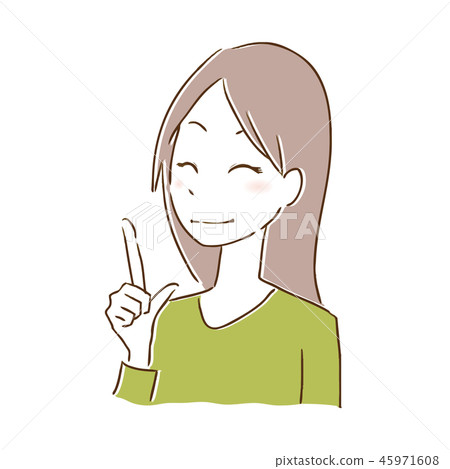 One point Woman Smile Sparkling Up to think One person Upper body 45971608