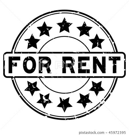 Grunge black for rent word round rubber seal stamp 45972395