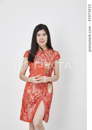 woman and take Red envelopes woman and take Red envelopes 45973910