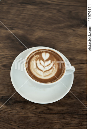 Latte Coffee art on the wooden table 45974134