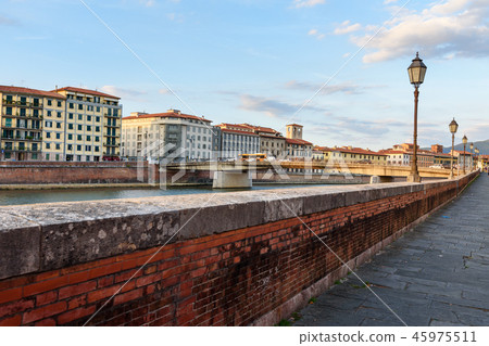 embankment of Arno river and Solferino bridge Pisa 45975511