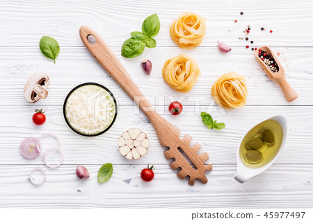 Ingredients for homemade pasta . Ingredients for homemade pasta . 45977497