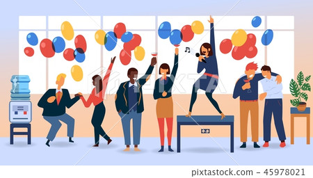 Vector flat business people corporate party dance - Stock Illustration ...