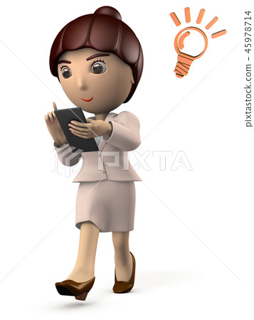 一個年輕的女人,聰明地走路時提出了想法 一個年輕的女人,聰明地走路時提出了想法 45978714