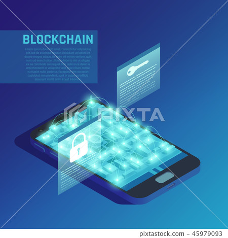 Blockchain Isometric Composition-插圖素材 [45979093] - PIXTA圖庫