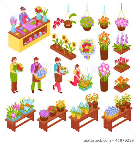 Florist Isometric Set 45979259