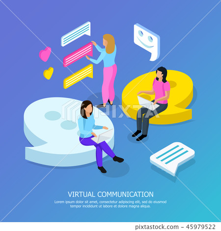 Virtual Communication Isometric Background - Stock Illustration ...