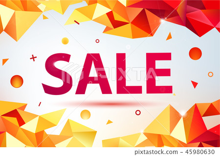 Vector promo, sale poster, banner. eometric facet 3d shapes, discount design 45980630