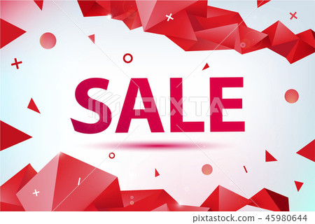 Vector promo, sale poster, banner. eometric facet 3d shapes, discount design 45980644