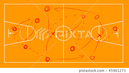 Basketball sport field plan with game strategy 45981271