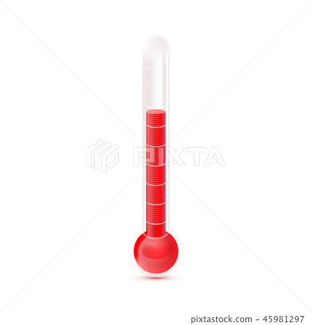 Glossy realistic thermometer with marks on white Glossy realistic thermometer with marks on white 45981297