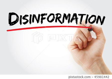 Hand writing Disinformation with marker 45981442