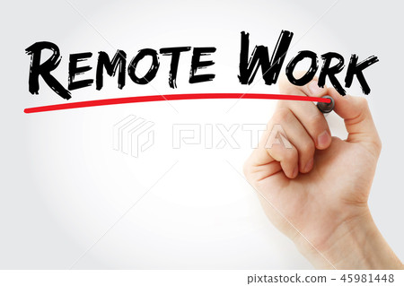 Hand writing Remote work with marker Hand writing Remote work with marker 45981448