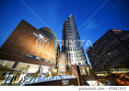 Kawasaki cityscape in Japan Overlooking the street of "Kawasaki Station West Exit" (night view) 45981935