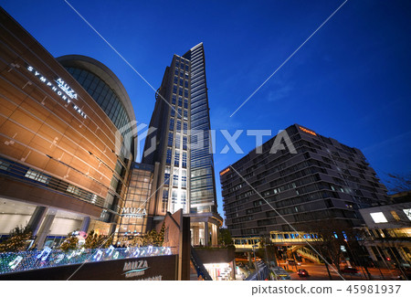Kawasaki cityscape in Japan Overlooking the street of "Kawasaki Station West Exit" (night view) 45981937