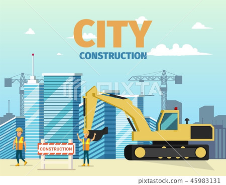 Vector Concept Modern City Construction Buildings - Stock Illustration ...