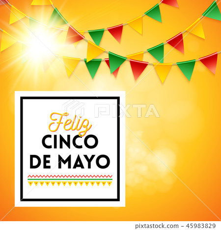 Cinco de Mayo Poster over yellow background Cinco de Mayo Poster over yellow background 45983829