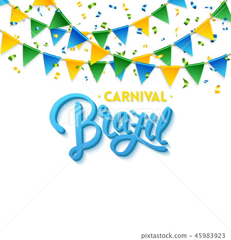 Carnival Brazil text background with flags vector image 45983923
