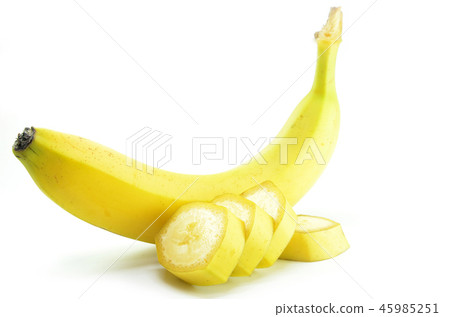 Ripe yellow banana with sliced bananas 45985251