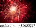 Fireworks. Stars and shiny fireworks on red 45985537