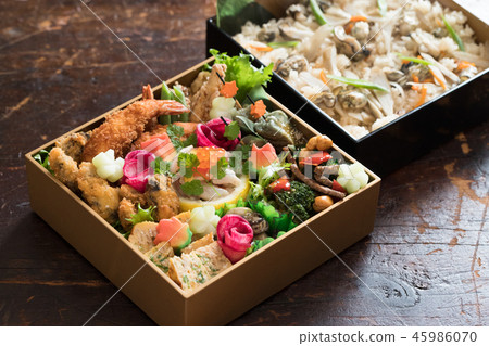 Shrimp fried and oyster rice for lunch 45986070